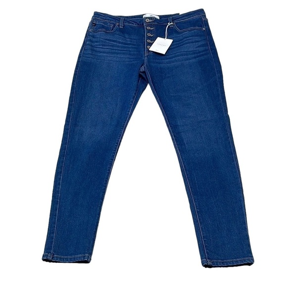 KanCan Jeans NWT Estilo Skinny High Rise Button Down Denim Dark Blue Size 15 31 - Picture 1 of 12
